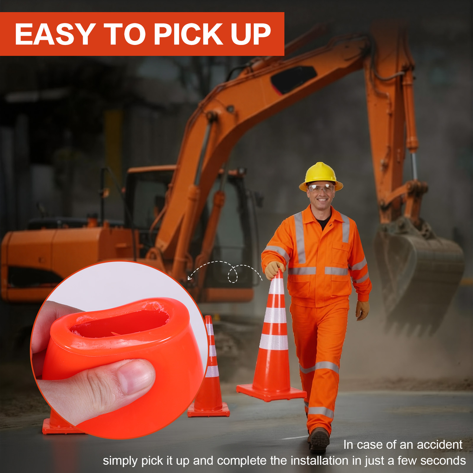 6Pcs 35 Inch Traffic Cones wit - Road Traffic Cone avaliação e preço