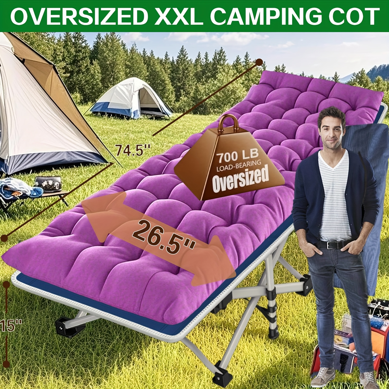 Portable Camping Cot, 700LBS-9 - Heavy Equipment Unit avaliação e preço