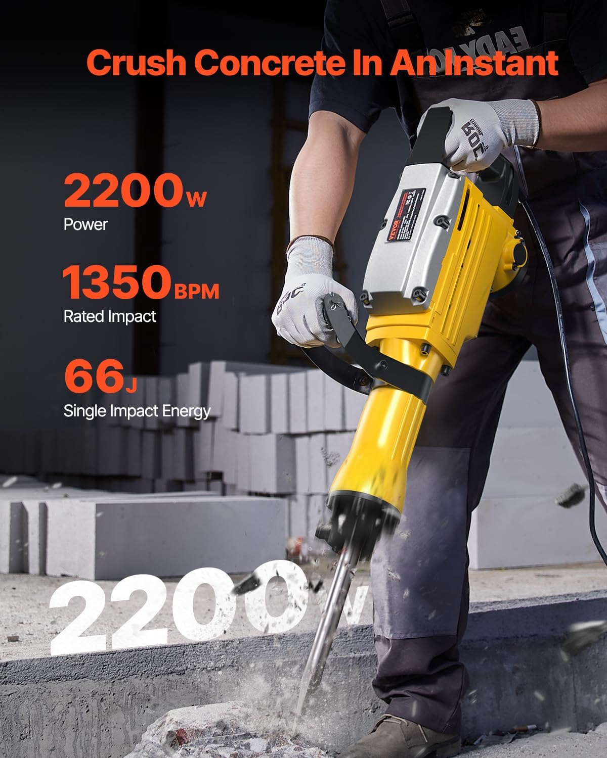 Demolition Jack Hammer, 2200W  - Concrete Breaker Demolition avaliação e preço