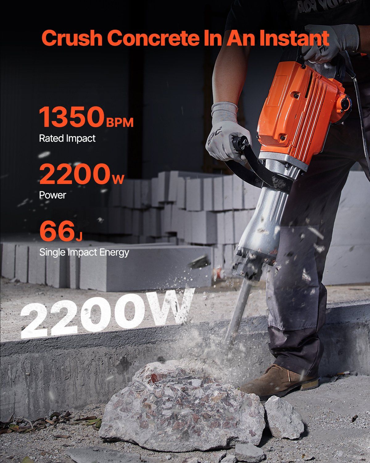2200W Heavy Duty Demolition Ja - Concrete Breaker Demolition avaliação e preço